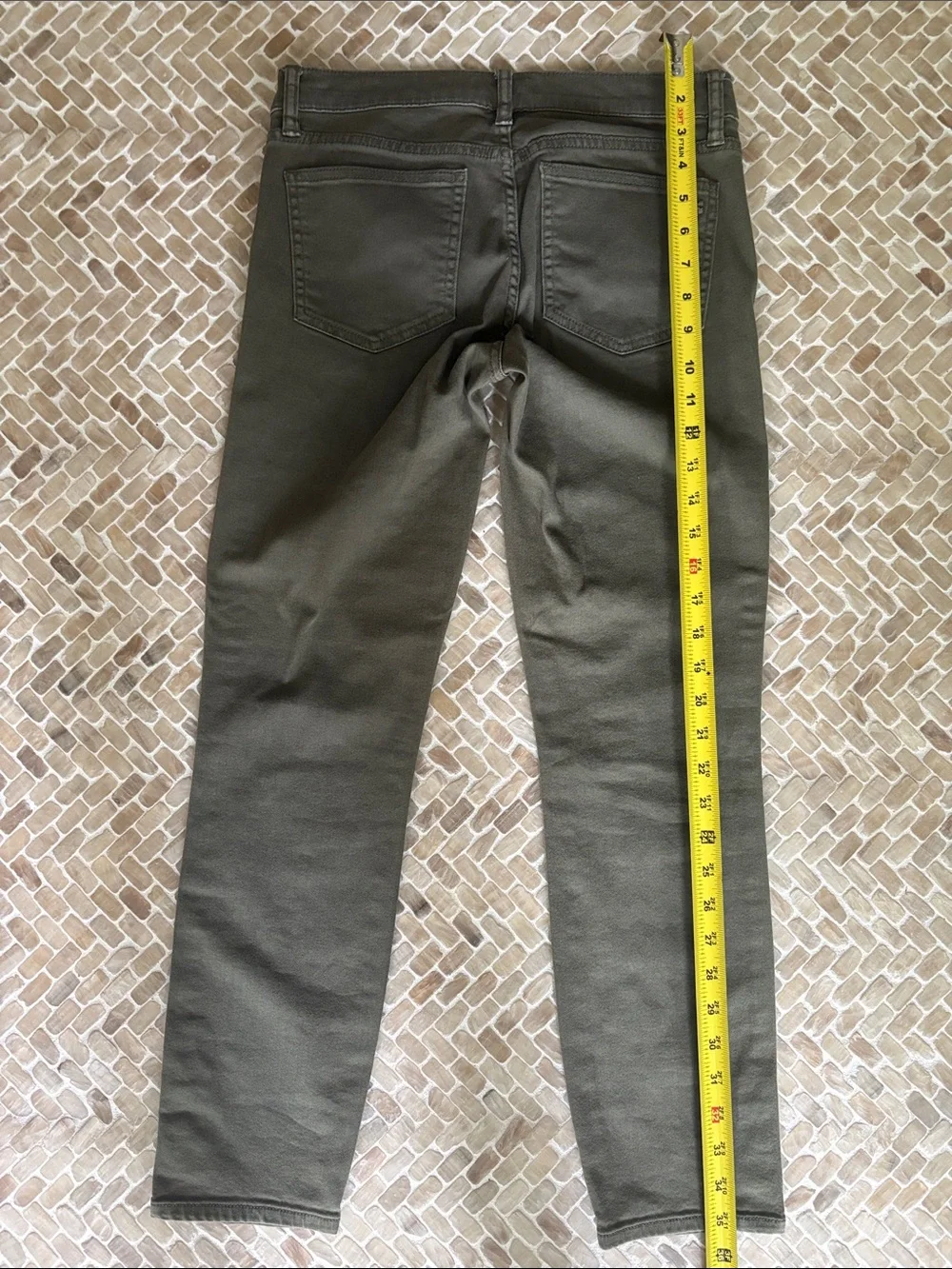 Tory Burch Olive Green Cropped Ankle Jeans, Sz 27